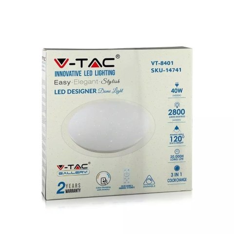 Plafon Sufitowy V-TAC 40W LED Pilot CCT fi.400 Gwiazdy VT-8401 2700K-6400K 2800lm