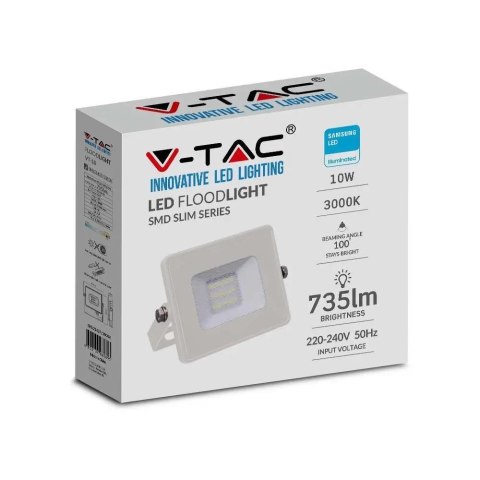 Projektor LED V-TAC 10W SAMSUNG CHIP Biały VT-10-W 3000K 735lm 5 Lat Gwarancji