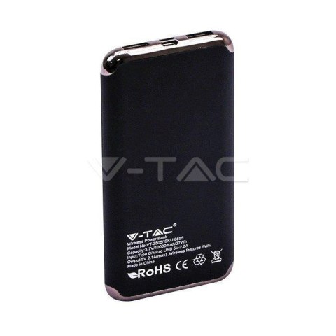 Power Bank V-TAC 10000mAh LCD + Bezprzewodowe ładowanie Indukcja Czarny V-TAC VT-3505