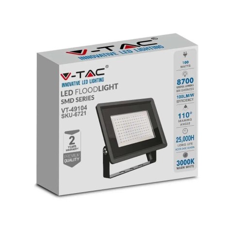 Naświetlacz Projektor LED V-TAC 100W SMD F-CLASS Czarny VT-49104 6500K 8700lm
