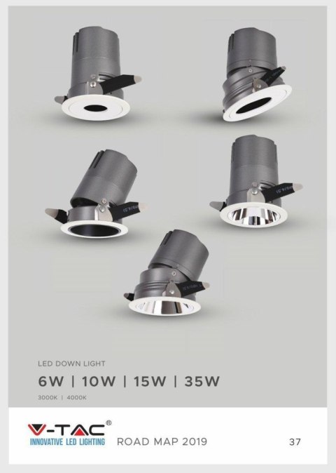 Oprawa LED Downlight V-TAC 15W COB CREE CRI95+ UGR19 24st VT-2916 3000K 1000lm 5 Lat Gwarancji