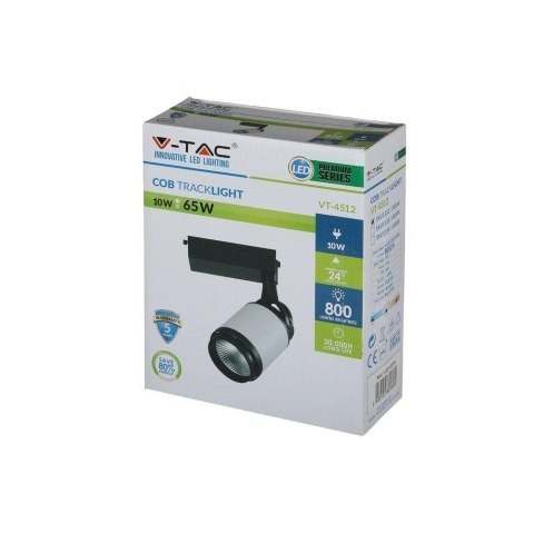 Oprawa LED V-TAC Szynosystem 3F 10W 24st Czarny Biały VT-4512 3000K 800lm