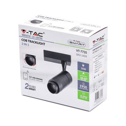 Oprawa LED V-TAC Szynosystem 3F 35W Czarna Bluetooth Barwa CCT 16-53st VT-7735-B 2350lm