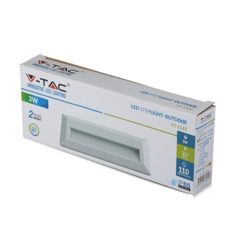 Oprawa Schodowa 3W LED V-TAC Biały Prostokąt 230V IP65 VT-1162-W 3000K 110lm