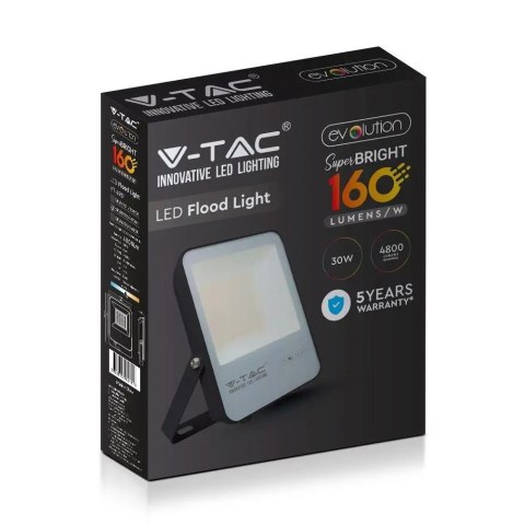 Projektor LED V-TAC 30W Czarny EVOLUTION 160Lm/W VT-4931 6400K 4800lm
