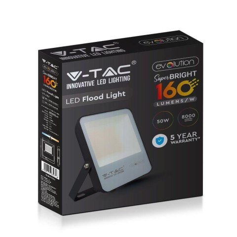 Projektor LED V-TAC 50W Czarny EVOLUTION 160Lm/W VT-4961 4000K 8000lm 5 Lat Gwarancji