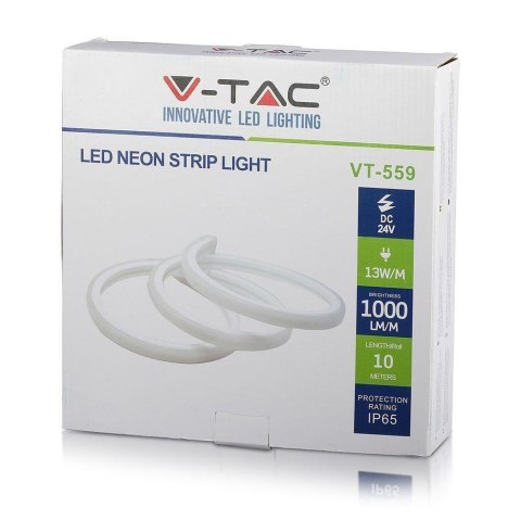 Neon Flex 24V V-TAC 120LED/m 24V IP65 10mb VT-559 3000K 1000lm