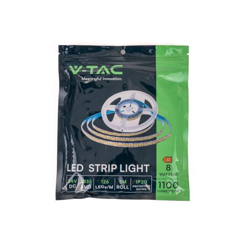 Taśma LED V-TAC SMD2835 840LED 24V IP20 5mb 11W/m VT-2835 168 6400K 1650lm