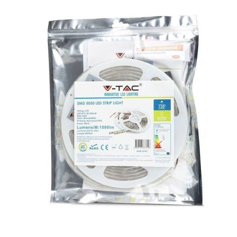 Taśma LED V-TAC SMD5050 300LED 24V IP65 RĘKAW VT-5050 3000K 500lm