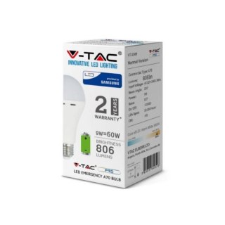Żarówka Awaryjna LED V-TAC SAMSUNG CHIP 3h 9W E27 VT-2309 3000K 806lm