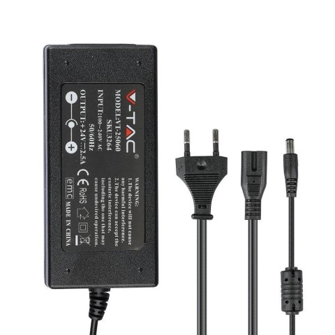 Zestaw LED V-TAC Taśma 280LED/m COB 24V 10W/m Zasilacz 24V 60W (2652+3264) 3000K 800lm