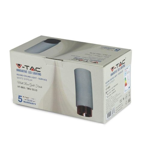Oprawa V-TAC GIPS BETON GU10 Natynkowa Biały/Różowe Złoto VT-865-MRM 5 Lat Gwarancji