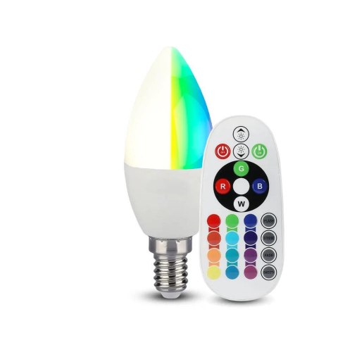 Żarówka LED V-TAC 3.5W E14 Świeczka Pilot VT-2214 4000K+RGB 320lm