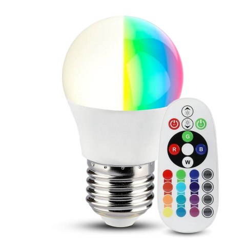 Żarówka LED V-TAC 3.5W E27 Kulka G45 Pilot VT-2224 6400K+RGB 320lm