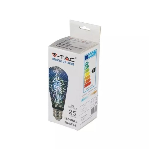 Żarówka LED V-TAC 3W E27 Filament 3D Vintage ST64 VT-2223 3000K 25lm
