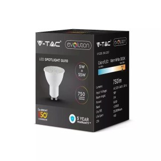 Żarówka LED V-TAC 5W GU10 110st 160Lm/W VT-2335 4000K 800lm 5 Lat Gwarancji