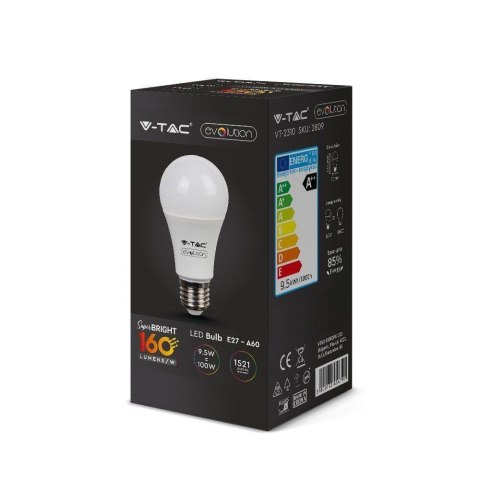 Żarówka LED V-TAC 9.5W E27 A60 EVOLUTION 160Lm/W VT-2310 6400K 1521lm 5 Lat Gwarancji