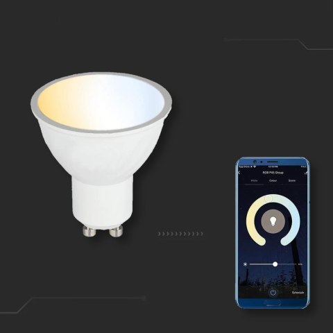 Żarówka LED WiFi V-TAC 4.5W GU10 110st SMART Amazon Alexa Google Home VT-5174 2700K-6400K 300lm