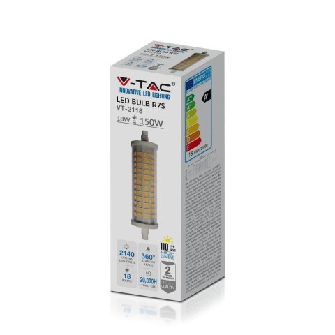 Żarówka Żarnik LED V-TAC 18W R7S Ceramika VT-2118 3000K 2140lm