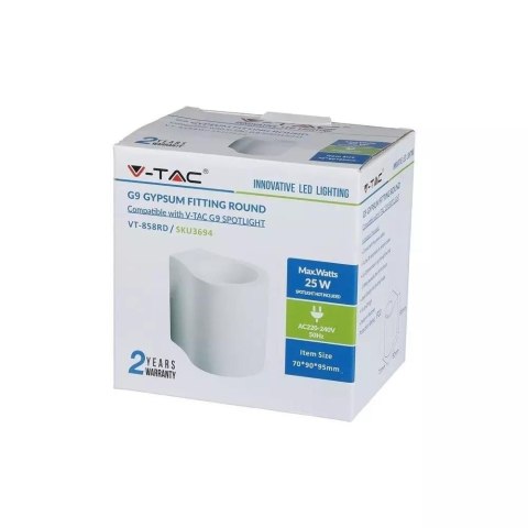 Kinkiet Ścienny Okrągły GIPS G9 Biały V-TAC VT-858RD