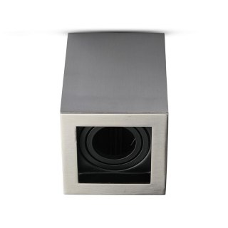 Oprawa V-TAC Aluminiowa GU10 Kostka Kwadrat Natynkowa Satyna+Czarny 142x100x100 VT-797-SN