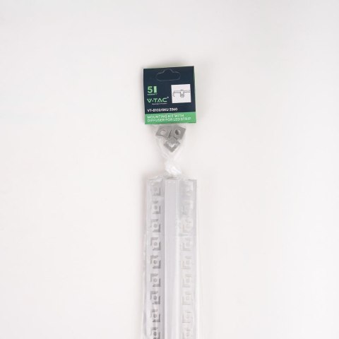 Profil Aluminiowy V-TAC 2mb Anodowany, Klosz Mleczny, Do gipsowania 9,5mm VT-8102