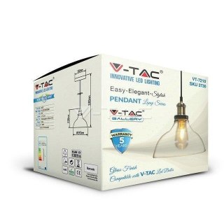 Oprawa Zwieszana V-TAC LOFT Szkło Przezroczysty fi245 VT-7210 5 Lat Gwarancji