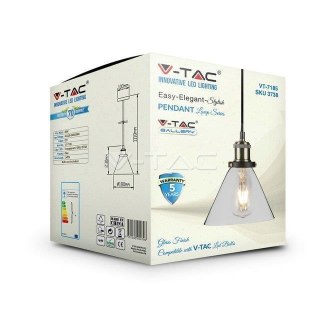 Oprawa Zwieszana V-TAC LOFT Vintage Szkło Transparent fi180 VT-7185 5 Lat Gwarancji