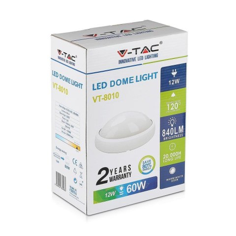 Plafon 12W LED V-TAC Owal Biały IP54 VT-8010 4000K 840lm