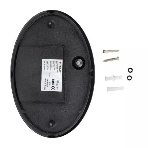 Plafon 12W LED V-TAC Owal Czarna IP54 VT-8010 4000K 840lm
