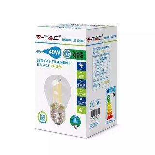 Żarówka LED V-TAC 4W Filament E27 G45 P45 Kulka VT-1980 6400K 400lm