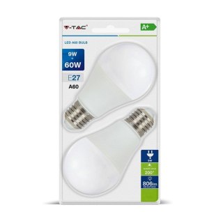 Żarówka LED V-TAC 9W E27 A60 (Blister 2szt) VT-2139 4000K 806lm