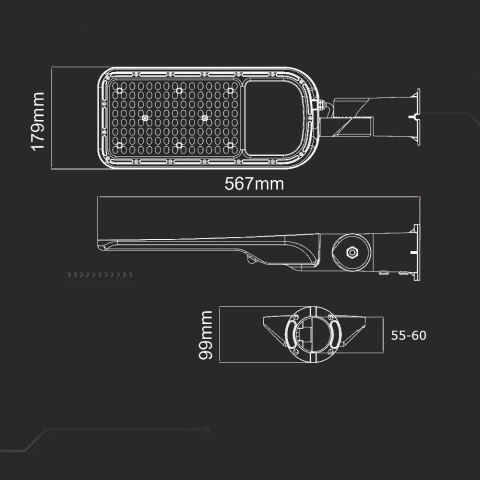 Lampa Oprawa Uliczna LED V-TAC SAMSUNG CHIP z regulacją i czujnikiem światła 100W 120Lm/W VT-139ST-S 4000K 11000lm 5 Lat Gwarancji