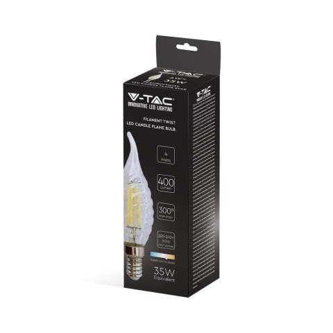 Żarówka LED V-TAC 4W Filament E14 Twist Świeczka Płomyk VT-1995 3000K 400lm