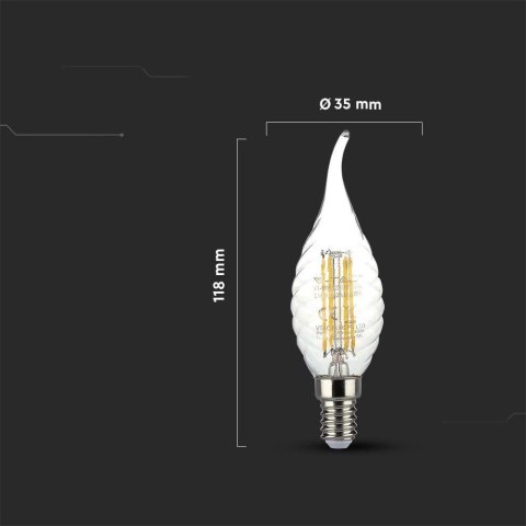 Żarówka LED V-TAC 4W Filament E14 Twist Świeczka Płomyk VT-1995 6500K 400lm
