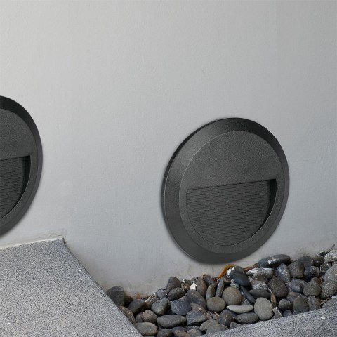 Oprawa Schodowa 2W LED V-TAC Czarna Okrągła 230V IP65 VT-1142 4000K 80lm