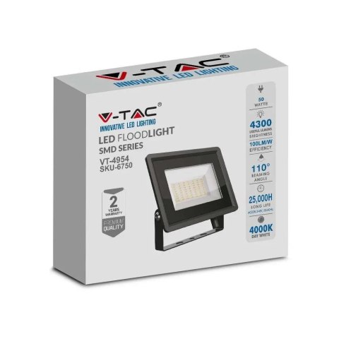 Projektor LED V-TAC 50W SMD F-CLASS Czarny VT-4954 3000K 4300lm