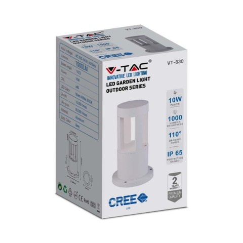 Słupek Ogrodowy V-TAC 10W LED IP65 Biały 25cm VT-830-W 6400K 1000lm
