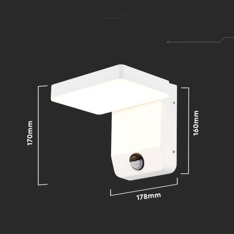 Naświetlacz Projektor Oprawa Elewacyjna V-TAC 17W Czujnik Ruchu Biała IP65 VT-11020S 4000K 2520lm