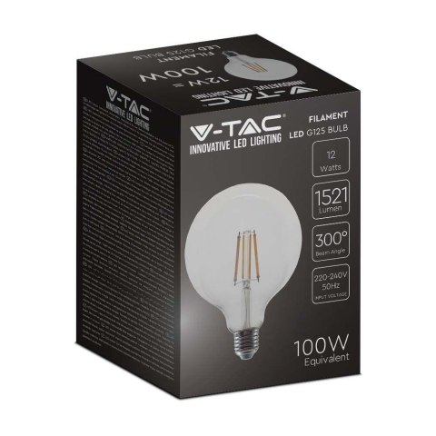 Żarówka LED V-TAC 12W Filament E27 Kula Glob G125 VT-2143 6500K 1521lm