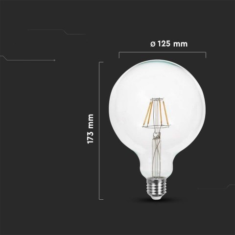 Żarówka LED V-TAC 12W Filament E27 Kula Glob G125 VT-2143 6500K 1521lm