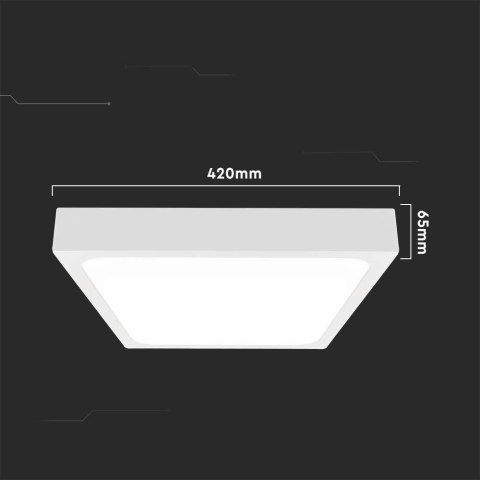 Plafon V-TAC 30W LED Kwadrat IP44 42x42cm Biały VT-8630W-SQ 6500K 3000lm