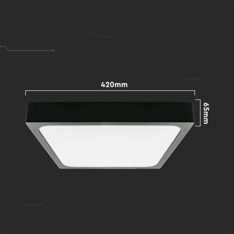 Plafon V-TAC 30W LED Kwadrat IP44 Czujnik Ruchu Mikrofalowy 42x42cm Czarny VT-8630SB-SQ 4000K 3000lm