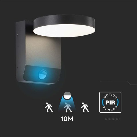 Naświetlacz Projektor Oprawa Elewacyjna V-TAC 17W LED Czujnik Ruchu Okrągła Czarna IP65 VT-11020S 4000K 2520lm