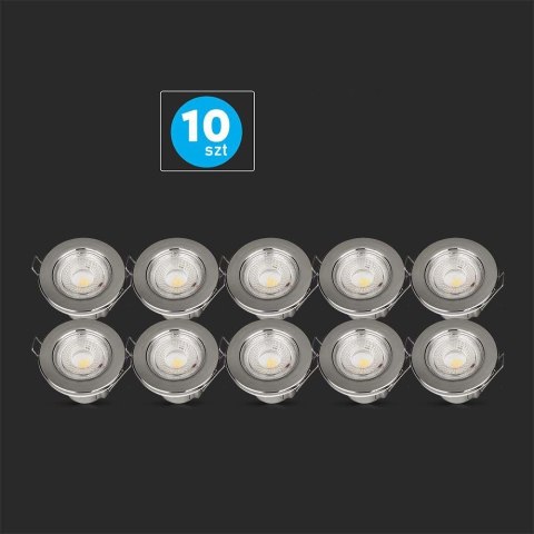 Oczko LED V-TAC SAMSUNG CHIP 5W Hermetyczne IP65 Ściemnialne Satyna (Opak. 10szt) VT-885 4000K 440lm 5 Lat Gwarancji