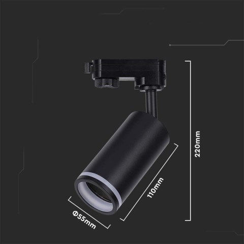 Lampa Oprawa GU10 V-TAC Szynosystem 3F Czarna VT-11016-B