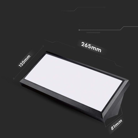 Oprawa Ścienna V-TAC 12W LED Ukośna Czarna IP65 VT-8054 6400K 1250lm