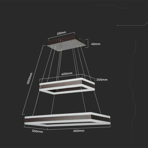 Oprawa Zwieszana LED V-TAC 100W Soft Light Chandelier Ściemnianie Kawowy VT-101-2D-C-N 3000K 6300lm 3 Lata Gwarancji