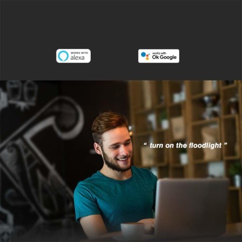 Projektor LED WiFi V-TAC 20W Czarny Z MUFĄ SMART Amazon Alexa Google Home VT-5182 RGB+3000K-6500K 1500lm