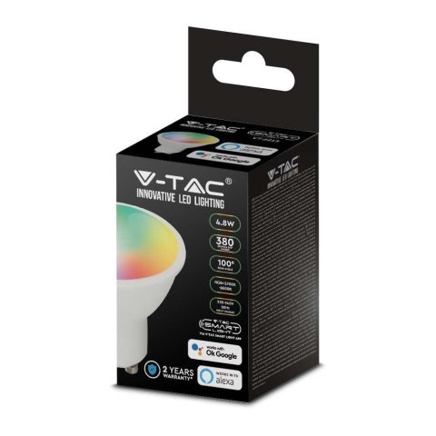 Żarówka LED SMART WiFi V-TAC 4.8W GU10 Amazon Alexa Google Home VT-2215 RGB+2700K-6500K 380lm